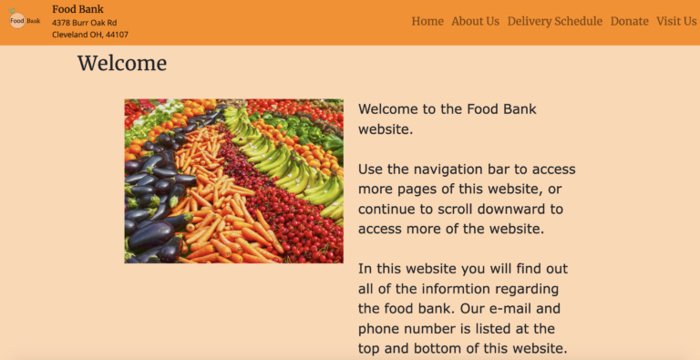 Previous Version of Food Bank Website