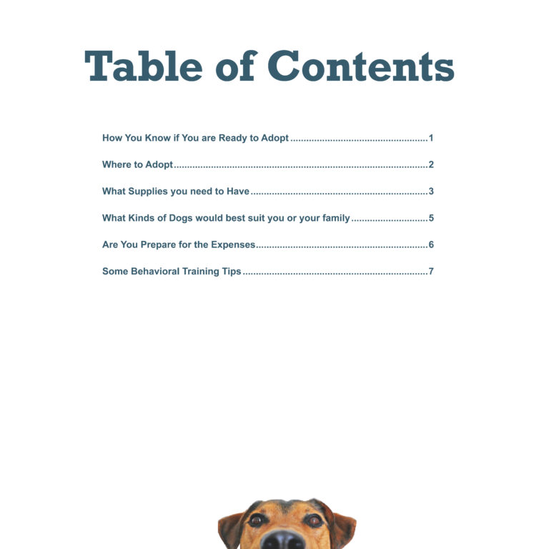 Final_Dog_Brochure Table of Contents